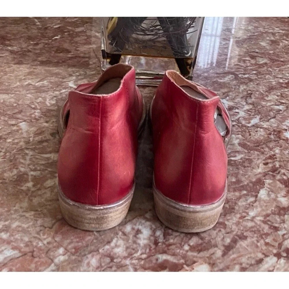 Free People Women's Red Leather‎ Mont Blanc Sandals Size 37/US 7 EUC! $168